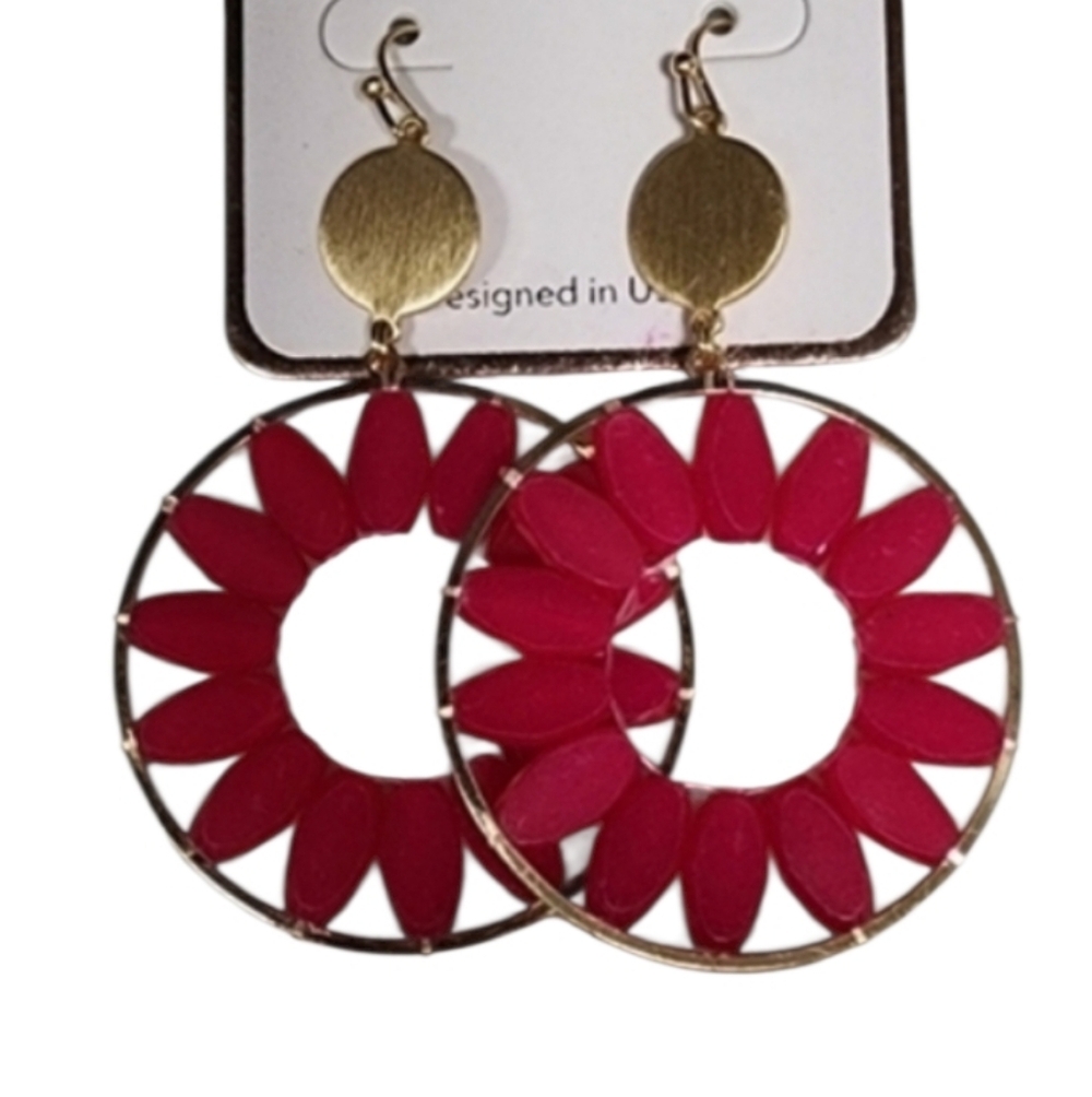 AV Pink and Gold Sunflower Earrings